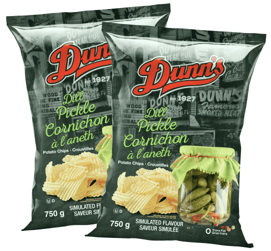 Dunn's Dill Pickle potato chips bags